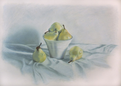 Fresh Pears pastel on paper